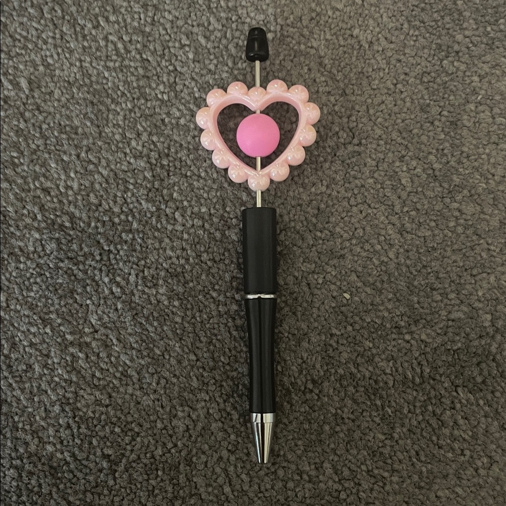 Pink Heart Top Black Pen